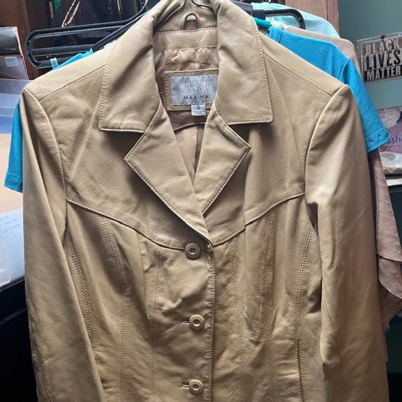 Wilson`s Beige Leather Jacket Size S Small - Picture 3 of 4